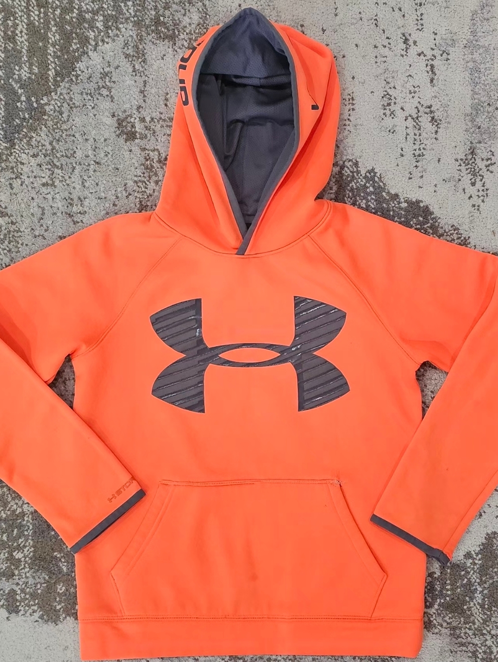 Youth Under Armour Orange Hoodie with Gray Logo